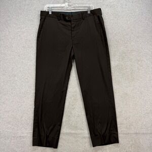 Perry Ellis Dress Pants Mens 34x27 Brown Chino Stretch Slim Straight Performance